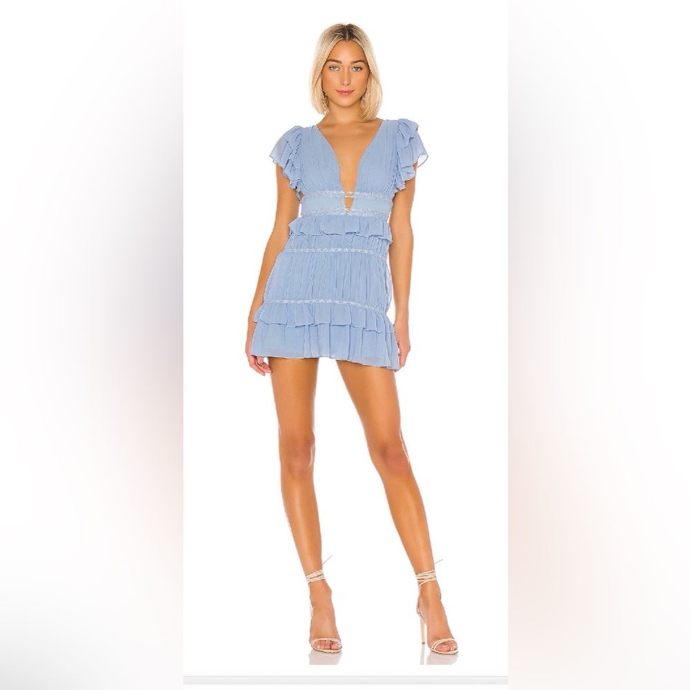 NWT Lovers + Friends Light Blue Ruffle Star Mini Dress